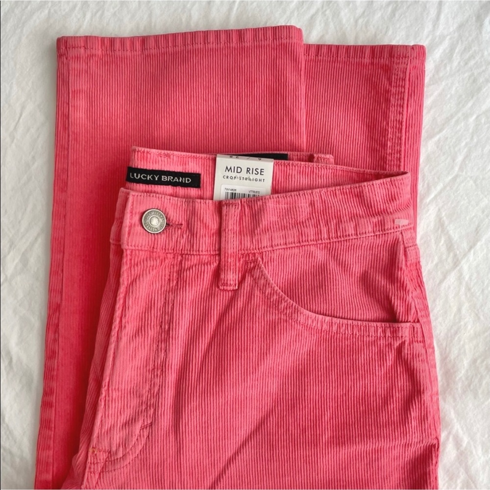Lucky Brand Pink Corduroy Straight Fit High Rise Cropped Pants - Picture 2 of 11